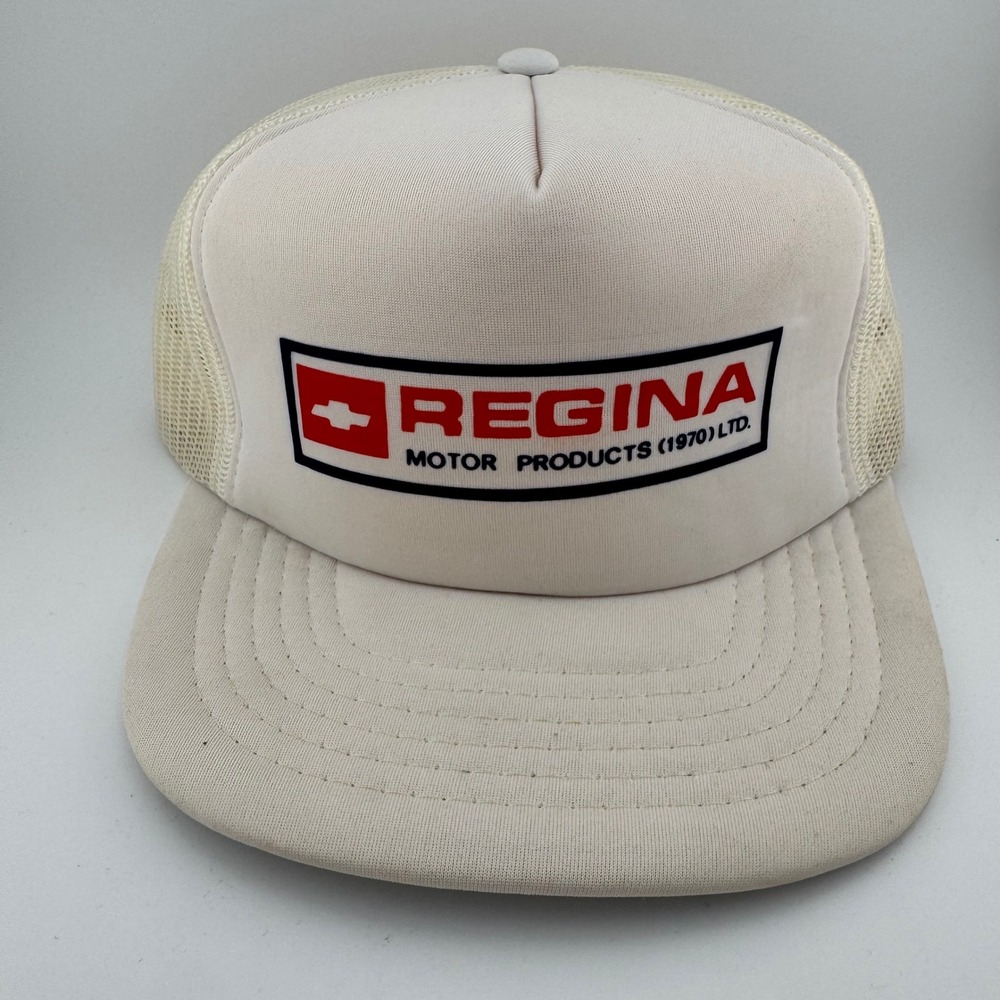 Vintage Regina Motor Products Trucker Hat OSFA White Mesh Foam Snapback Cap